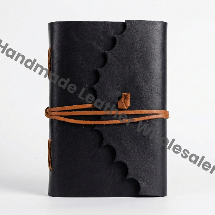 Handmade Leather Journal: Antique Deckle Edge Paper, Lock Closure