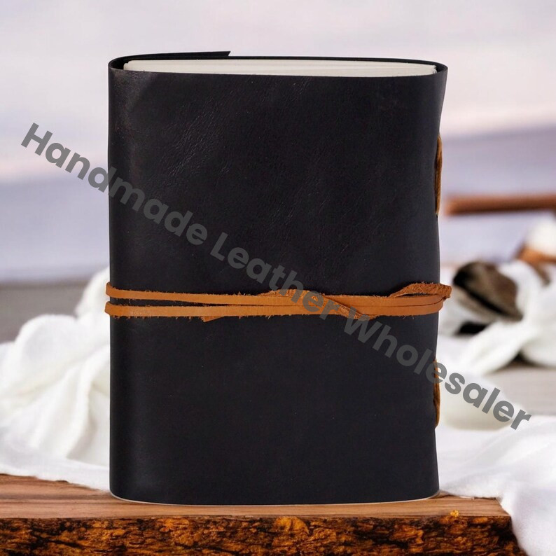 Handmade Leather Journal: Antique Deckle Edge Paper, Lock Closure