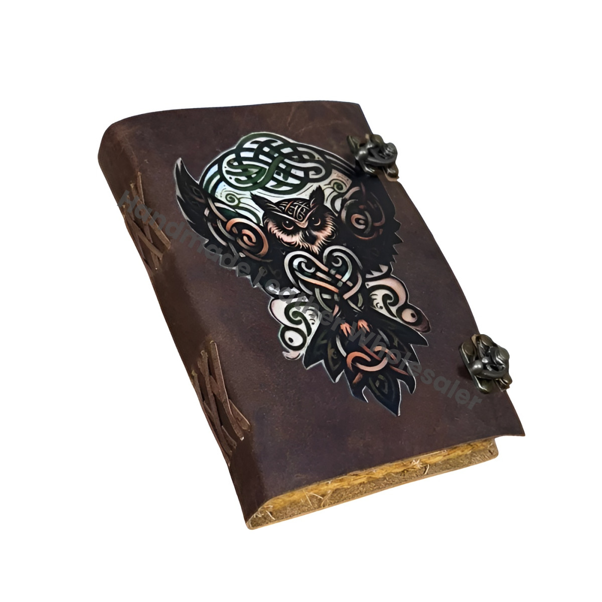 Handmade leather Journal - Blank Spell Book of Shadows, Vintage Travel Writing Notebook, Deckle Edge Paper Double Lock Closure