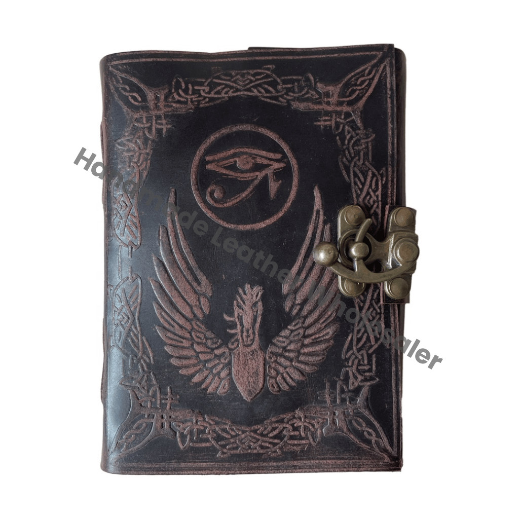 Handmade Leather Journal Custom Logo Recyclable Paper Embossed Bound Writing Spell Vintage Notebook Diary