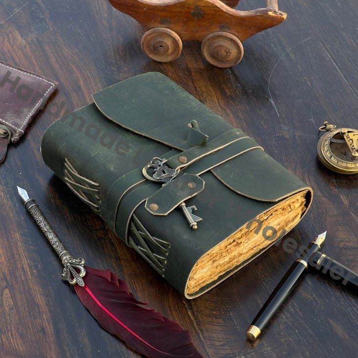 Handmade Leather Journal – Deckle Edge Paper, Book of Shadows