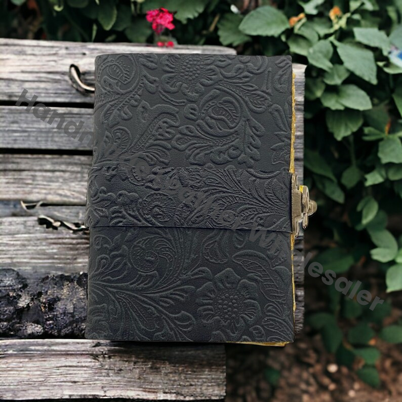Handmade Leather Journal: Embossed Book of Shadows with Deckle Edge Paper
