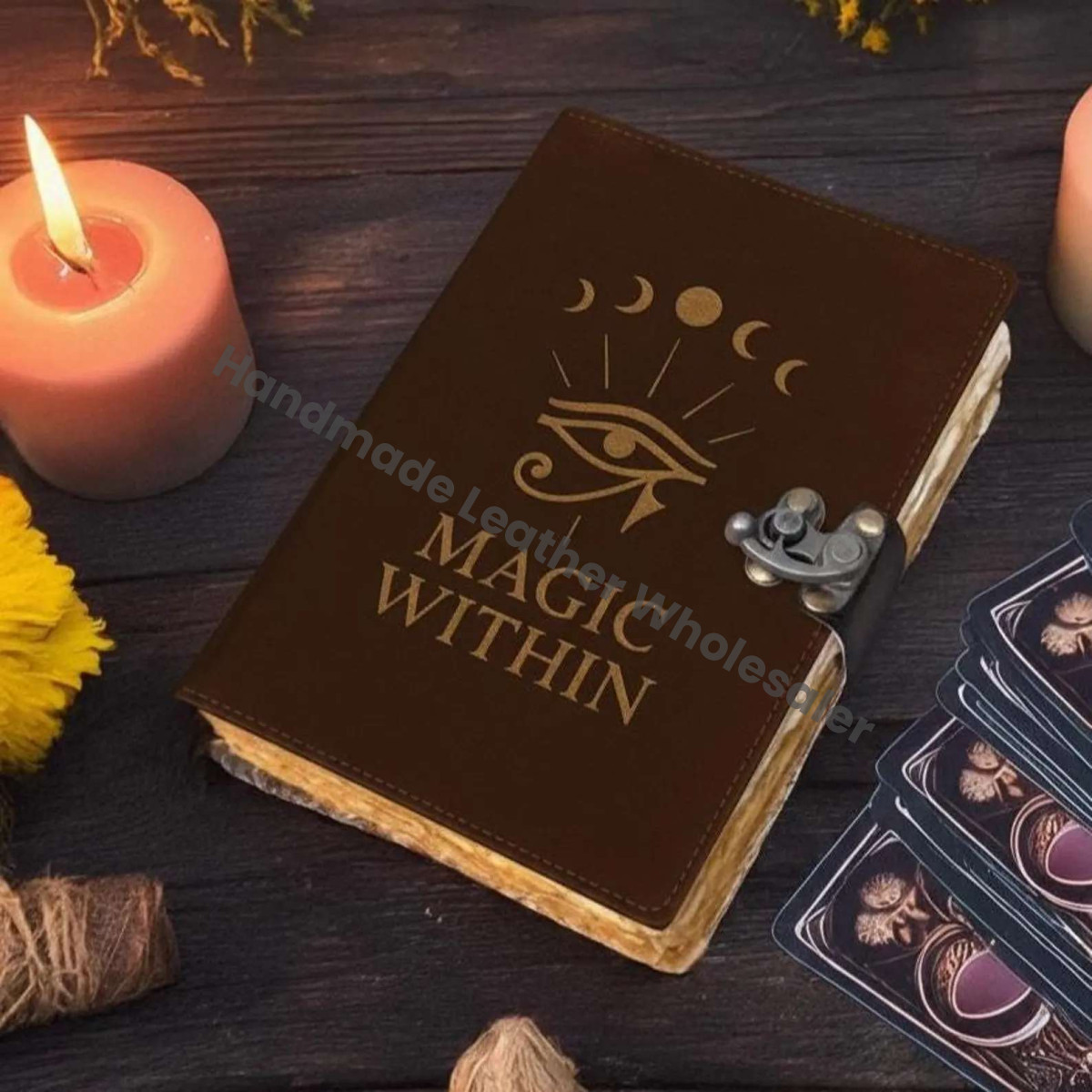 Handmade Leather Journal | Eye of Horus, Witchy Spell Book