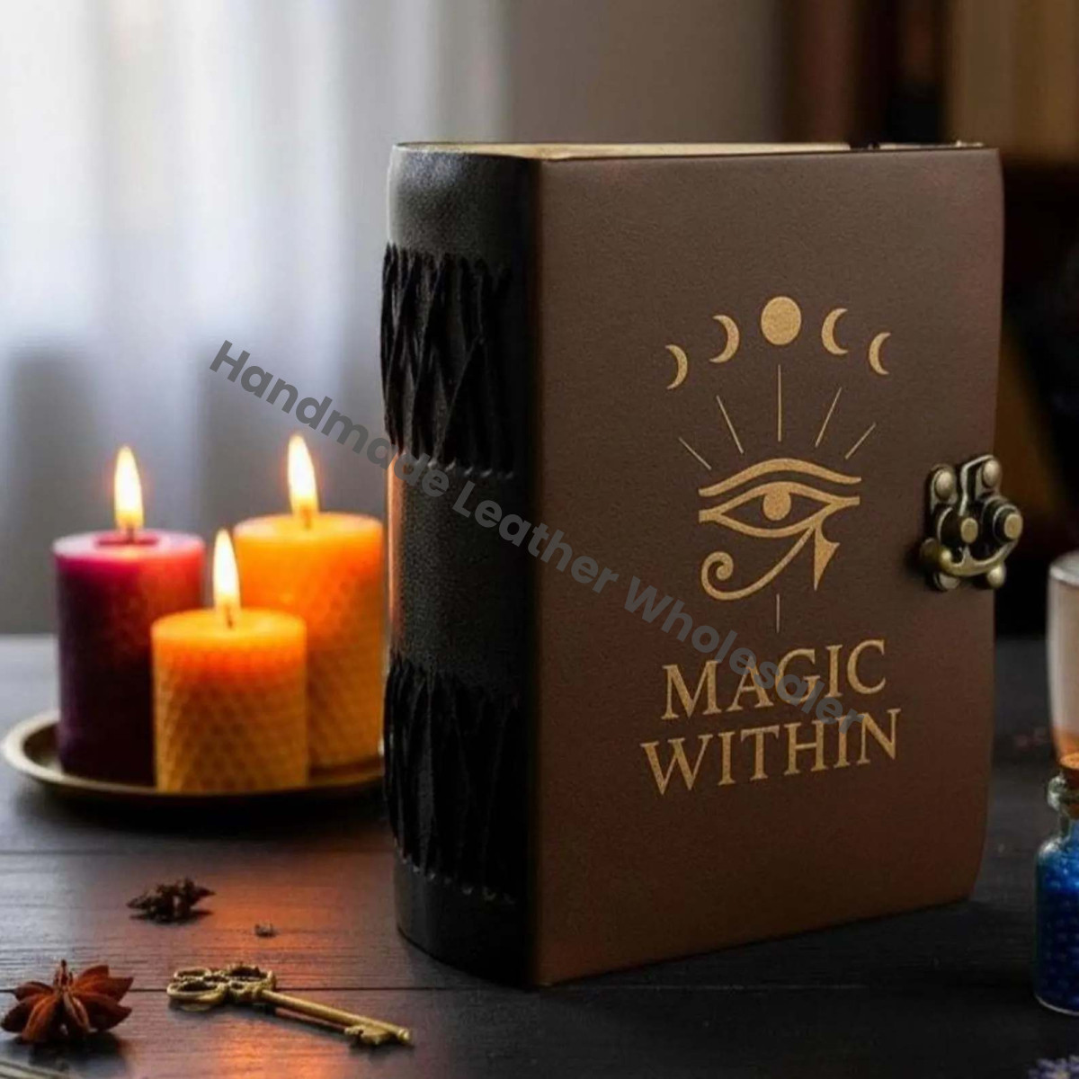 Handmade Leather Journal | Eye of Horus, Witchy Spell Book