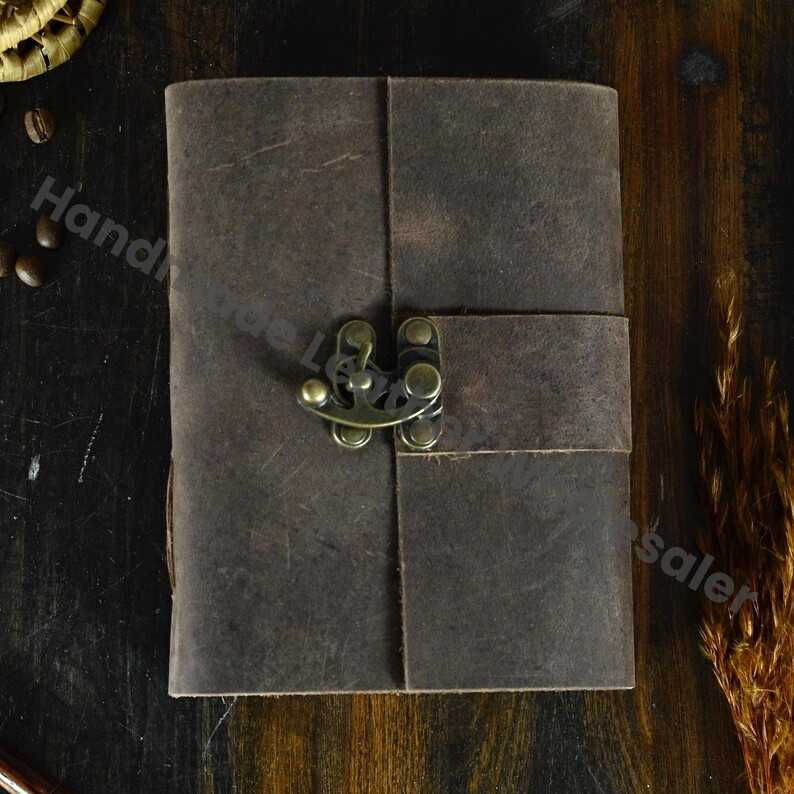 Handmade Leather Journal, Vintage Deckle Edge Paper, Custom Engraved Gift