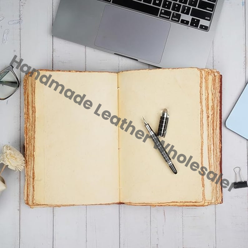 Handmade Leather Journal: Vintage Deckle Edge Paper, Personalized Sketchbook
