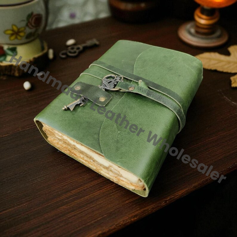 Handmade Leather Journal with Key: Vintage Spell Book of Shadows