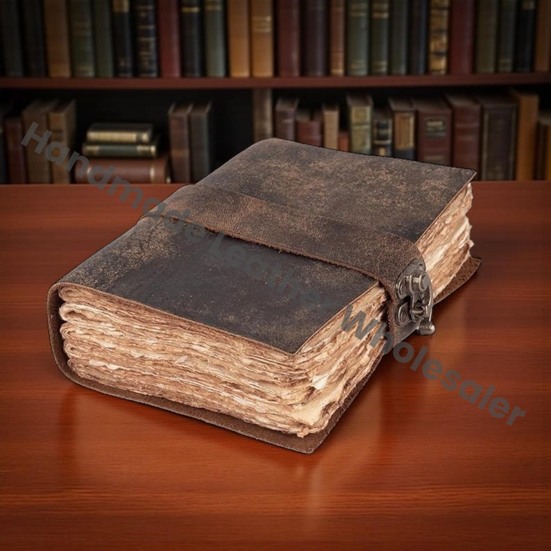 Handmade Leather Junk Journal Notebook | Sketchbook, Travel Journal & Daily Planner | Deckle-Edge Notebook | Gift for Christmas