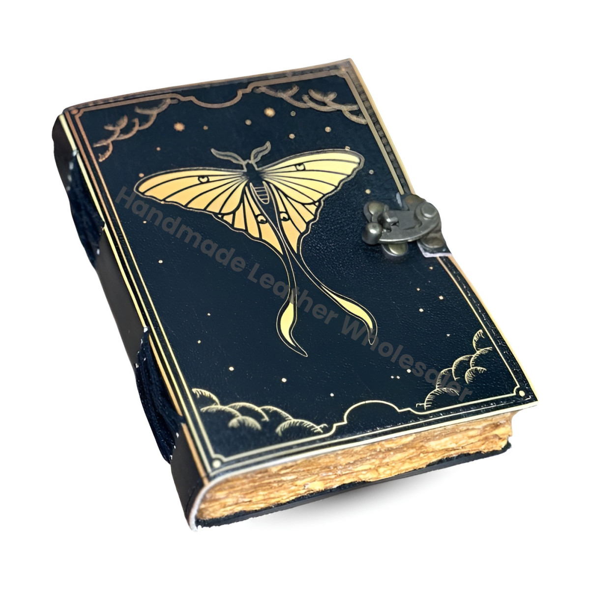 Handmade Leather Luna Moth Journal: Engraved Book of Shadows