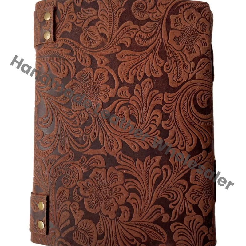 Handmade Leather Notebook Journals Writing Books Diary Flower Sun Moon Vintage High Quality Gift Custom Sketchbook