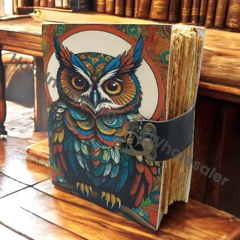 Handmade Leather Owl Grimoire Journal – Witchy Book of Shadows