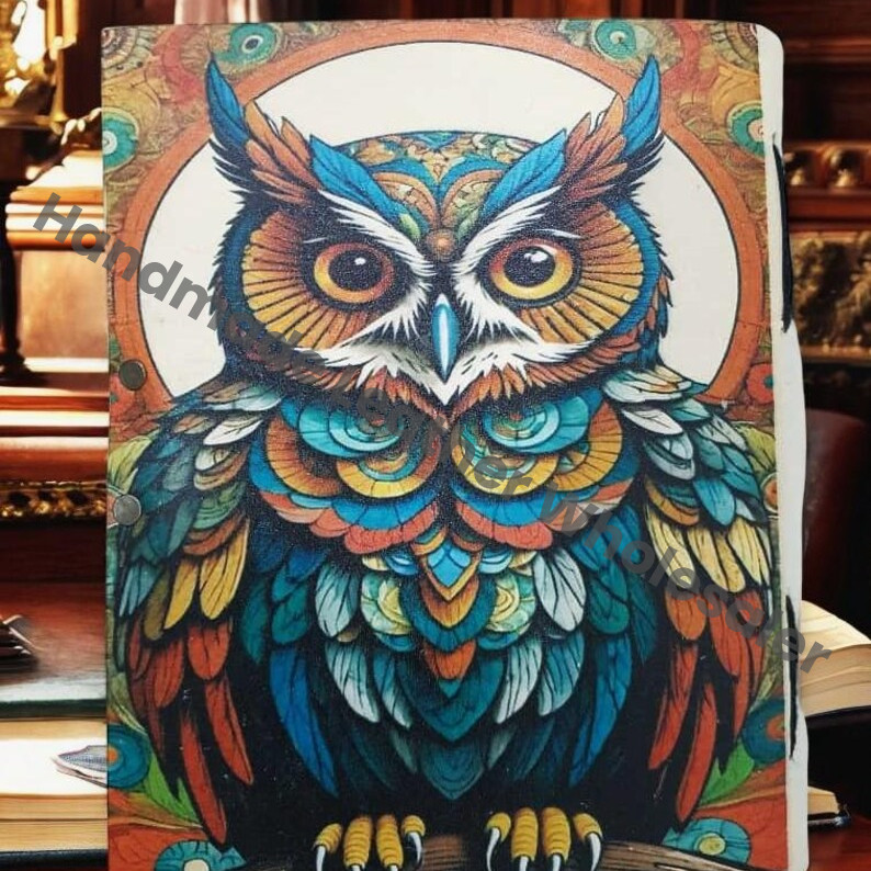 Handmade Leather Owl Grimoire Journal – Witchy Book of Shadows