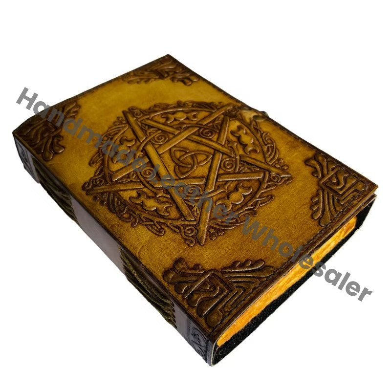 Handmade Leather Pentagon Journal Writing Notebook Diary Bound Notepad Men Women Unlined Paper Medium Custom Logo Gift Artist