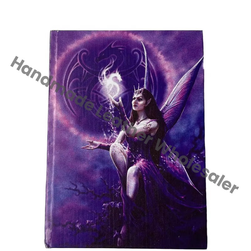 Handmade Leather Printed Journal Fairy With Wings Design Cardboard Cotton White Paper Notebook Sketchbook Drawing Planner Diary