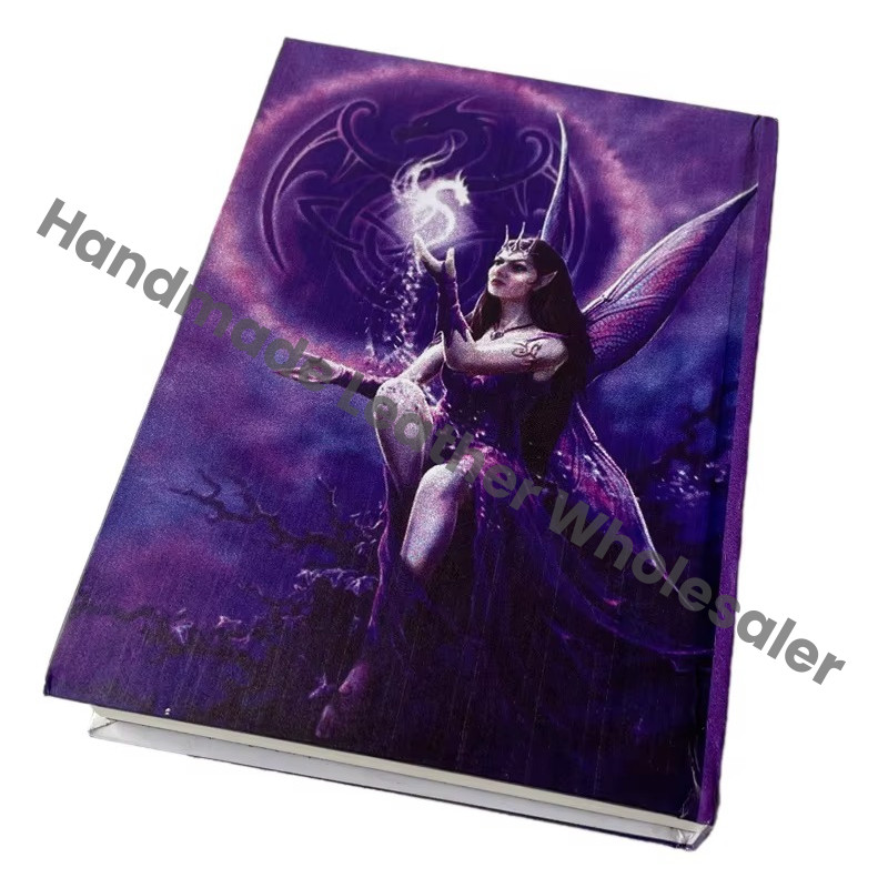Handmade Leather Printed Journal Fairy With Wings Design Cardboard Cotton White Paper Notebook Sketchbook Drawing Planner Diary