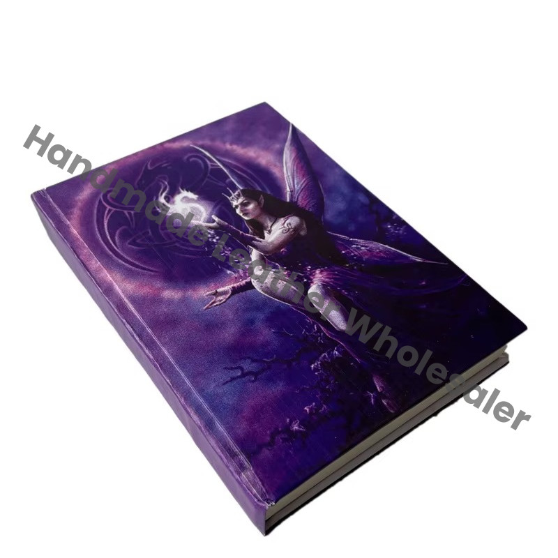 Handmade Leather Printed Journal Fairy With Wings Design Cardboard Cotton White Paper Notebook Sketchbook Drawing Planner Diary