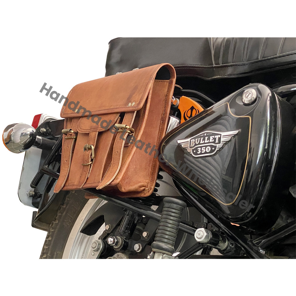 Handmade Leather Side Bag Antique Design Motorcycled Bag Use for Almost Motorcycle