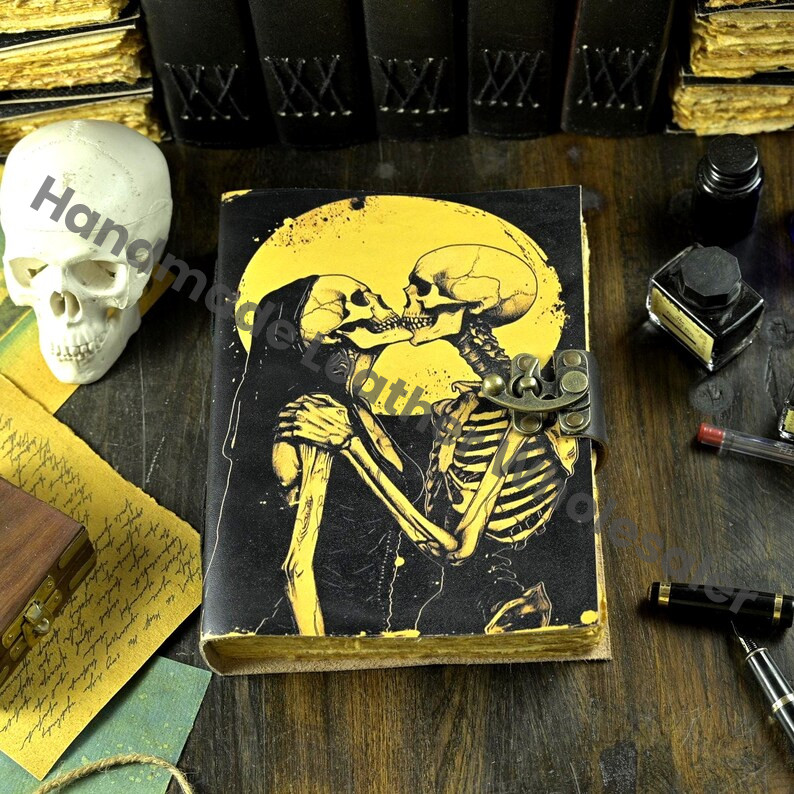 Handmade Leather Skull Journal: Vintage Book of Shadows Grimoire