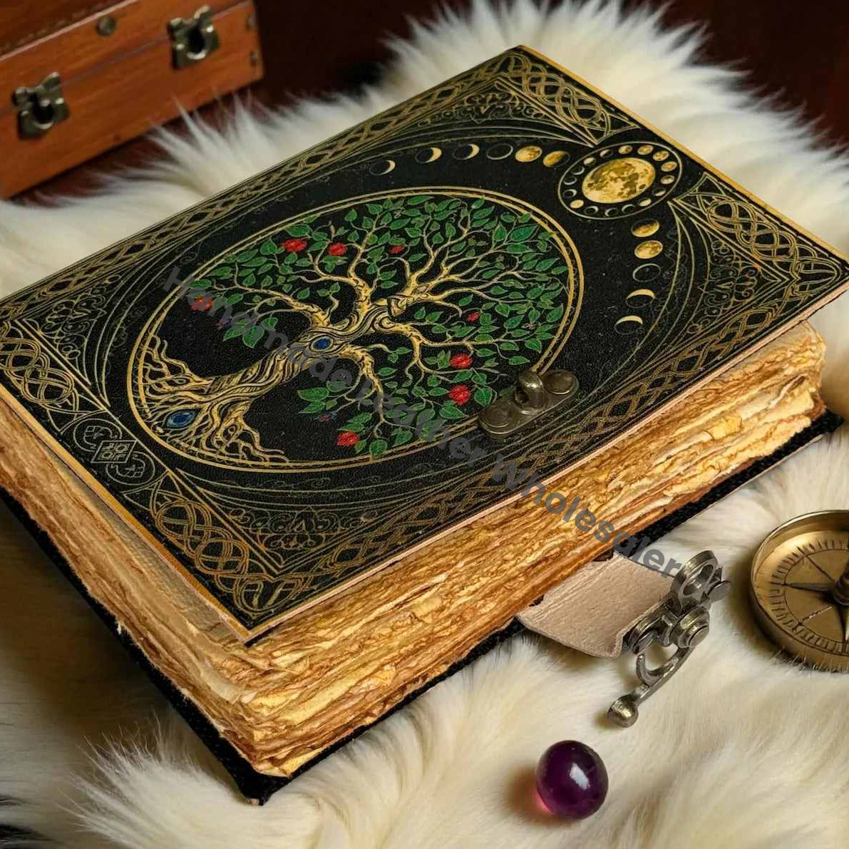 Handmade Leather Tree of Life Journal | Pagan Grimoire, Book of Shadows
