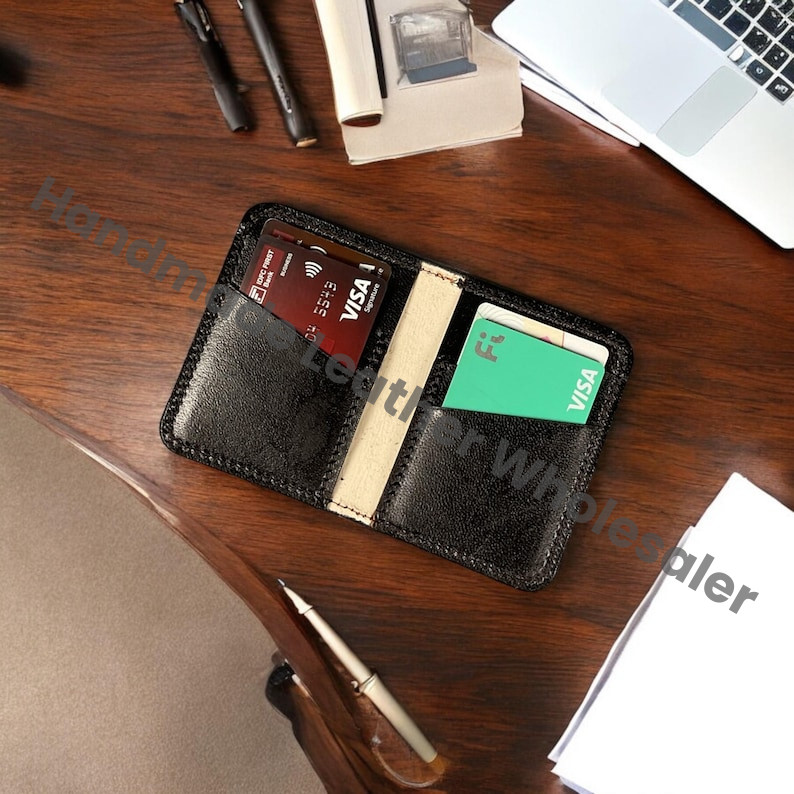 Handmade Leather Wallet with Door of Durin Design | 4 Card Slots | Tolkien Inspired