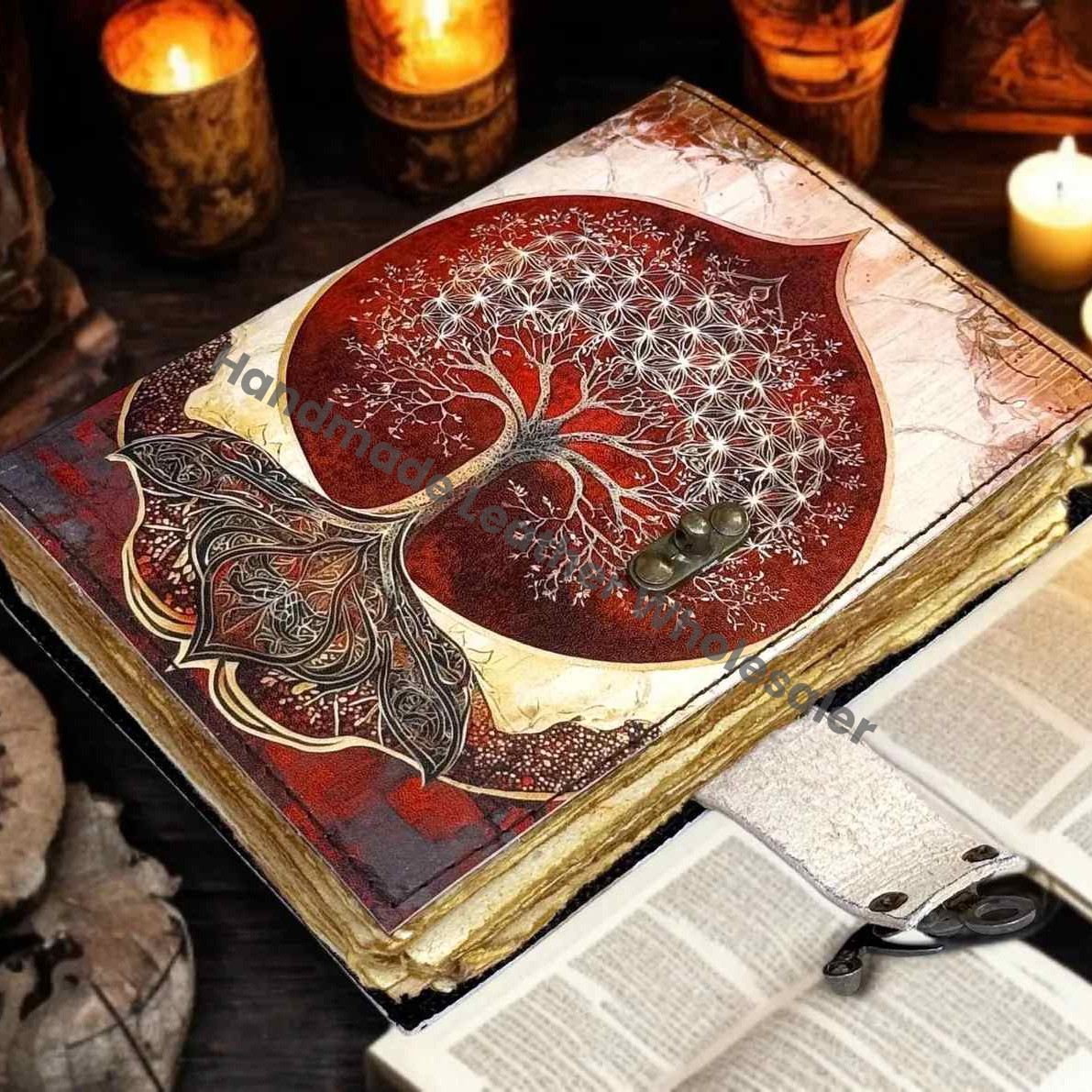 Handmade Moon Tree Leather Grimoire Journal: Wiccan Book of Shadows Witchcraft Spell book & Wiccan Pagan Gothic Occult