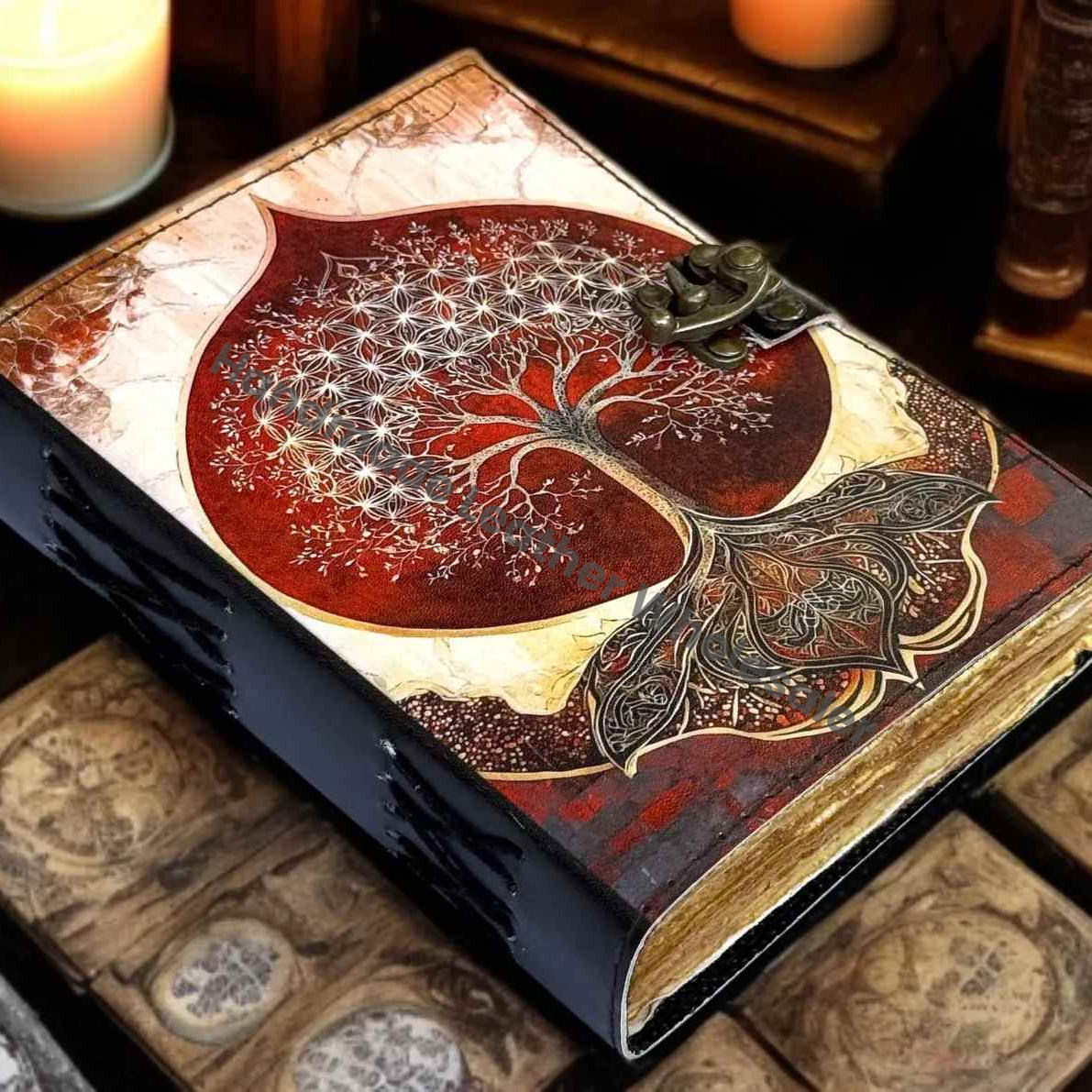 Handmade Moon Tree Leather Grimoire Journal: Wiccan Book of Shadows Witchcraft Spell book & Wiccan Pagan Gothic Occult