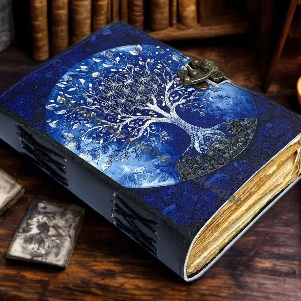 Handmade Moon Tree Leather Grimoire Journal Wiccan Book of Shadows Witchcraft Spell book & Wiccan Pagan Gothic Occult