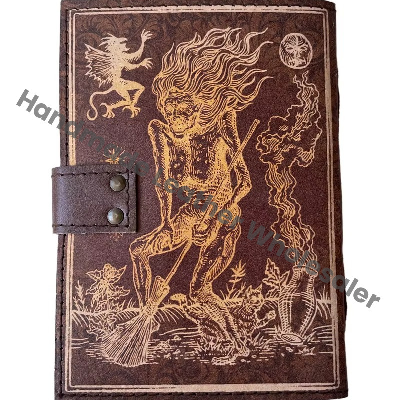 Handmade Old Man Leather Printed Retro Collage Poster Paper Design Cotton Vintage Bound Travel Notebook & Sketchbook planner