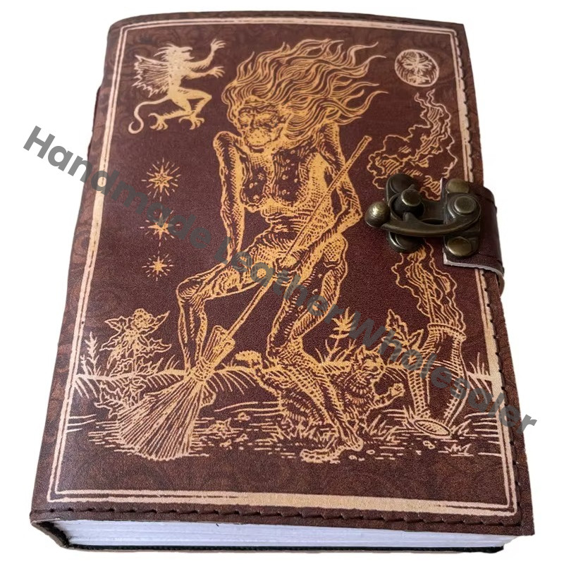 Handmade Old Man Leather Printed Retro Collage Poster Paper Design Cotton Vintage Bound Travel Notebook & Sketchbook planner
