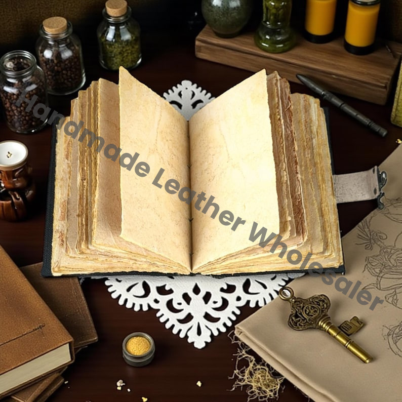Handmade Owl Leather Grimoire – Blank Book of Shadows, Witchy Journal