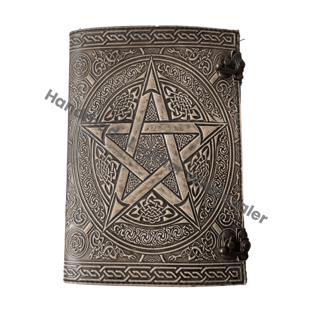 Handmade Pentagram Personal Organizer Leather Journal with Thermal Binding Gift Option-Antique Style Celtic Notebook
