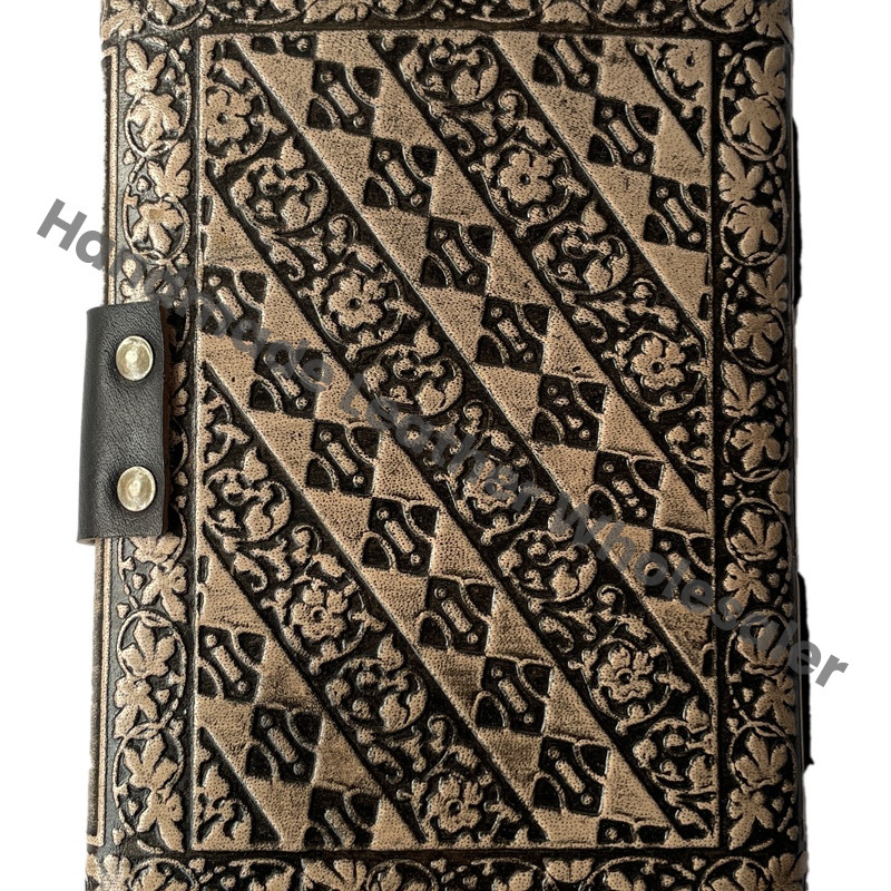 Handmade Personal Organizer Leather Hardcover Journal with Celtic Antique Design Custom Logo Option Gift for Office/School Use