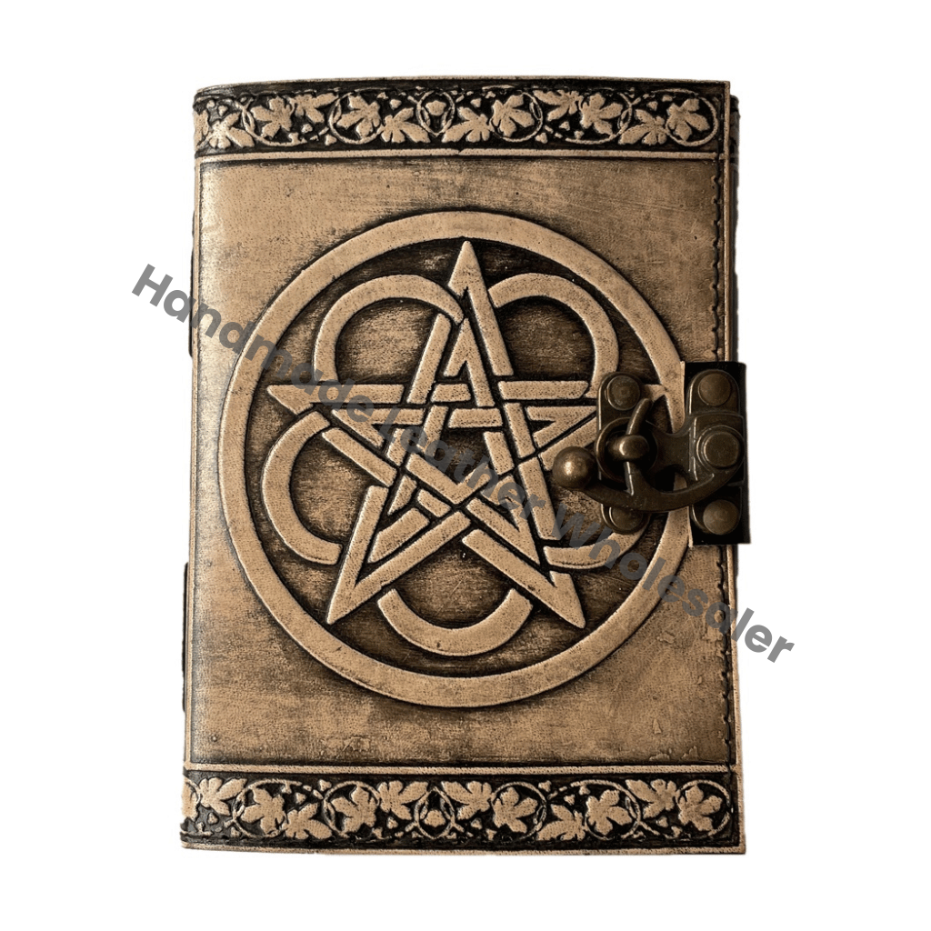 Handmade Personal Organizer Leather Hardcover Journal with Celtic Antique Design Custom Logo Option Gift for Office/School Use