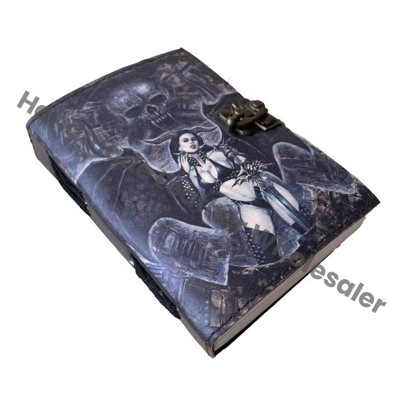 Handmade Printed Hard Leather Cover Address Book with 100 Sheets Eco-friendly Paper Vintage Classic Design Travel Diary Gift