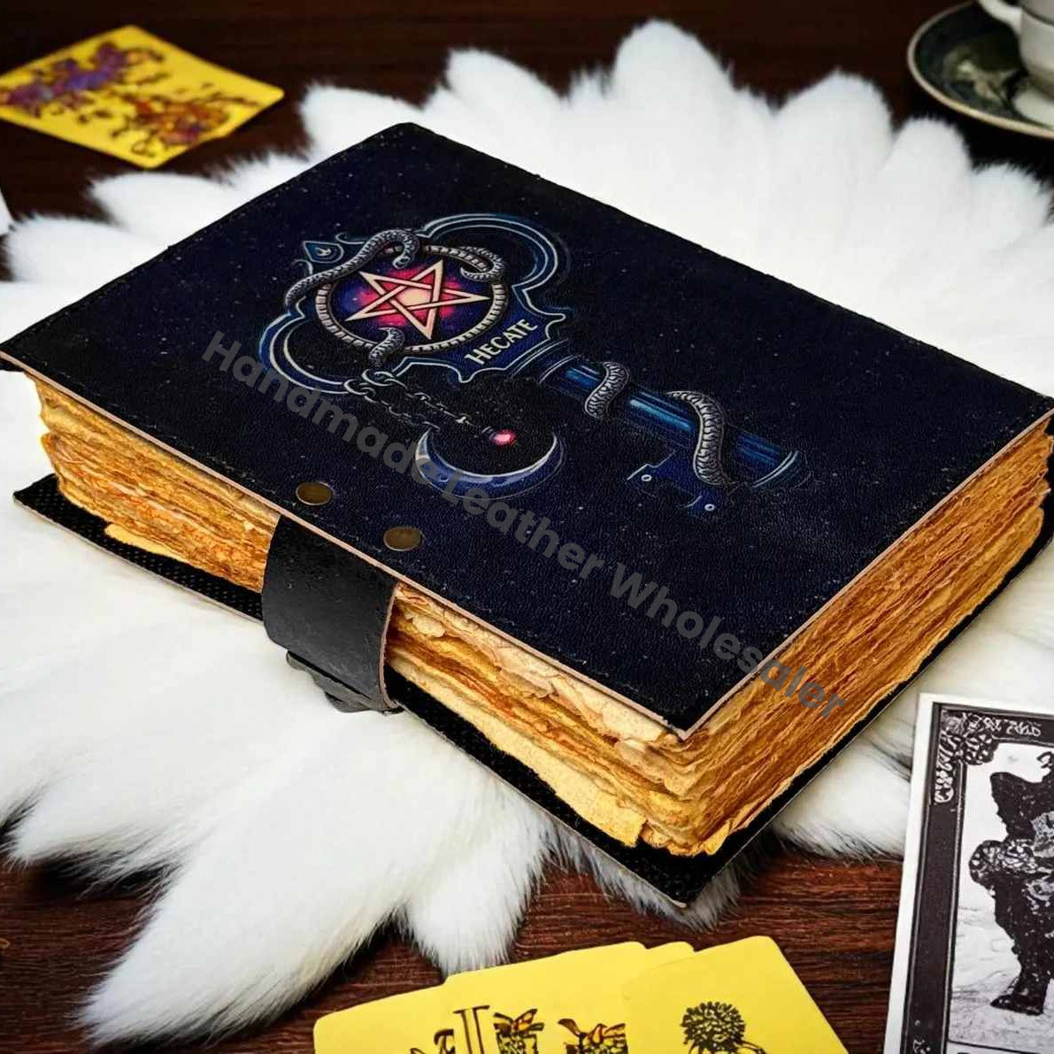 Handmade Raven Leather Journal, Gothic Book of Shadows, Witchy Grimoire