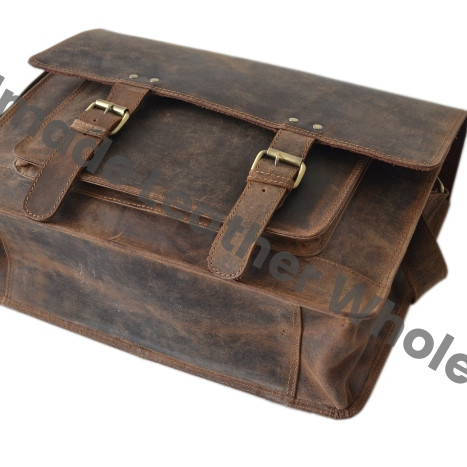 Handmade Retro Soft Leather Unique New Design Vintage Crazy Horse Leather Durable Sling Bag Handbag Office Bag