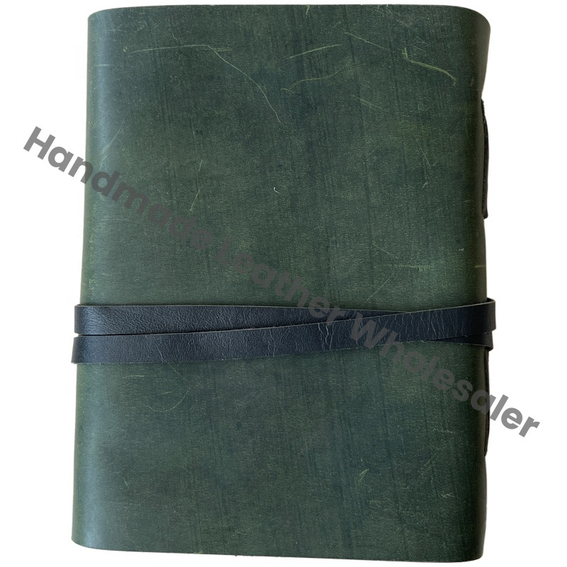 Handmade Seven Stone Green Leather Journal Cotton Paper Hard Bound Writing Gift Women Sketchbook Drawing Notebook Traveler Diary