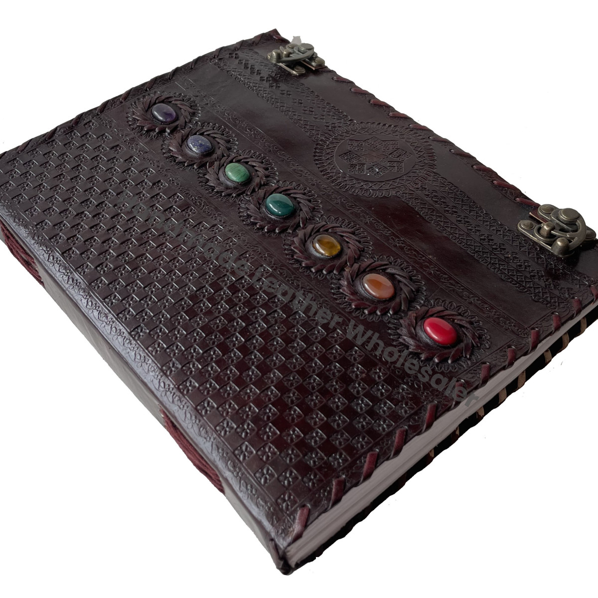 Handmade Shadows Notebook Poetry Sketch Travel Grimoire Spells Large Leather Address Book Seven Stone Embossed Eco-friendly Paper