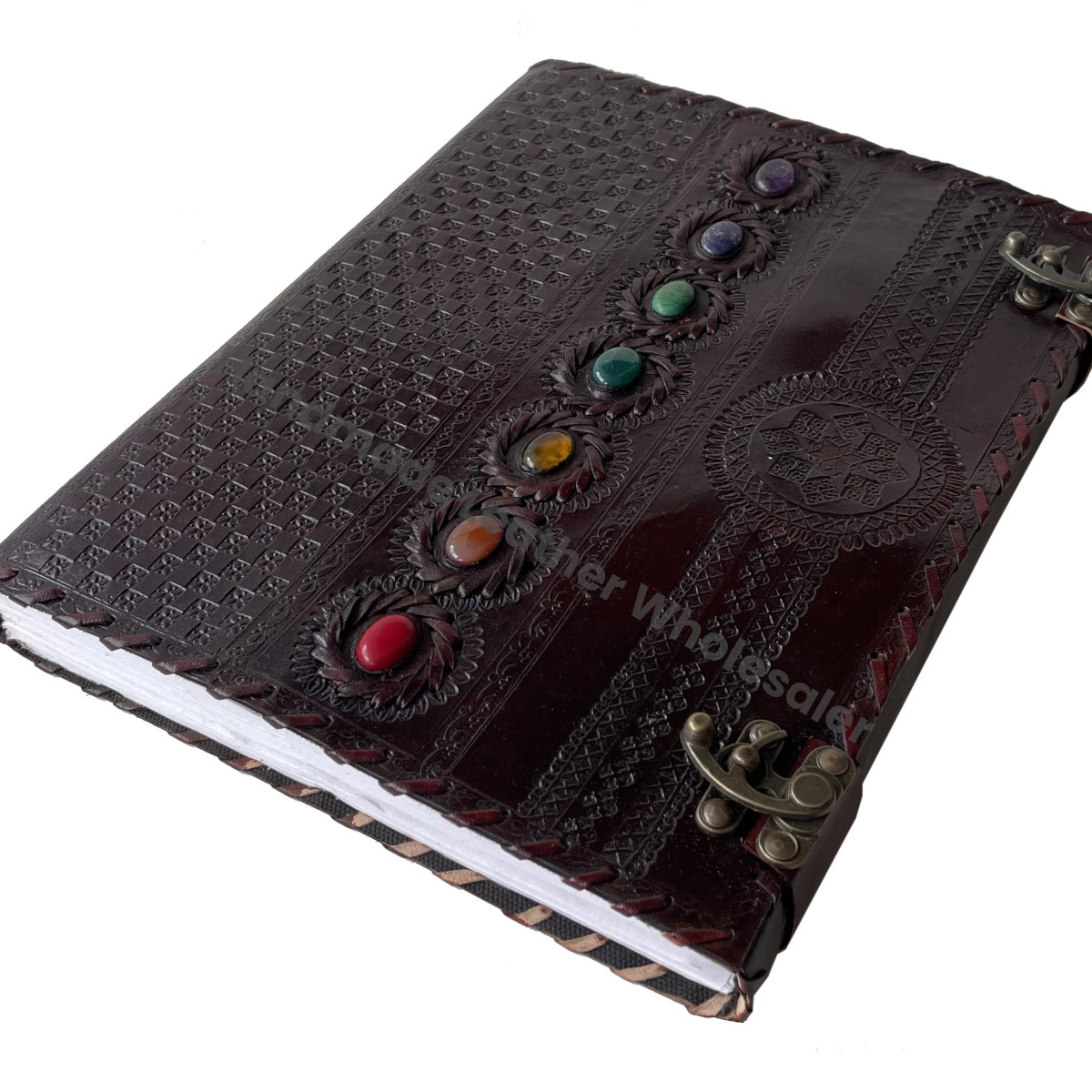 Handmade Shadows Notebook Poetry Sketch Travel Grimoire Spells Large Leather Address Book Seven Stone Embossed Eco-friendly Paper