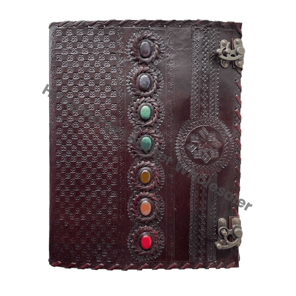 Handmade Shadows Notebook Poetry Sketch Travel Grimoire Spells Large Leather Address Book Seven Stone Embossed Eco-friendly Paper