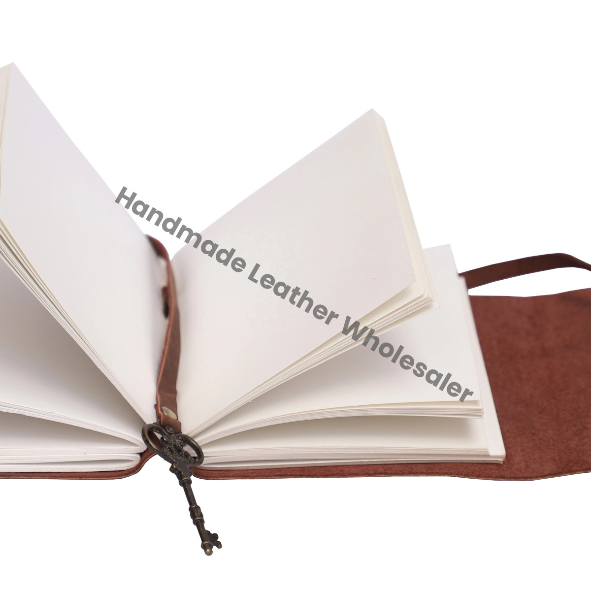 Handmade Soft Key Leather Journal Bound Strap Writing Diary Recycled Cotton Blank Pages Travel Planner Book Of Shadows
