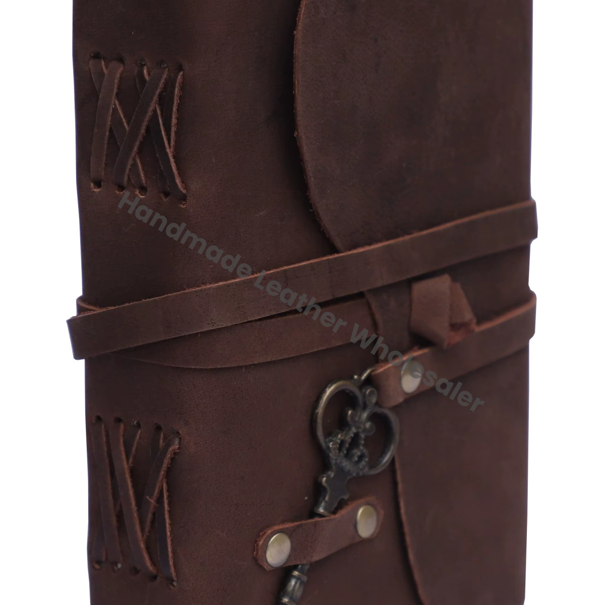 Handmade Soft Key Leather Journal Bound Strap Writing Diary Recycled Cotton Blank Pages Travel Planner Book Of Shadows