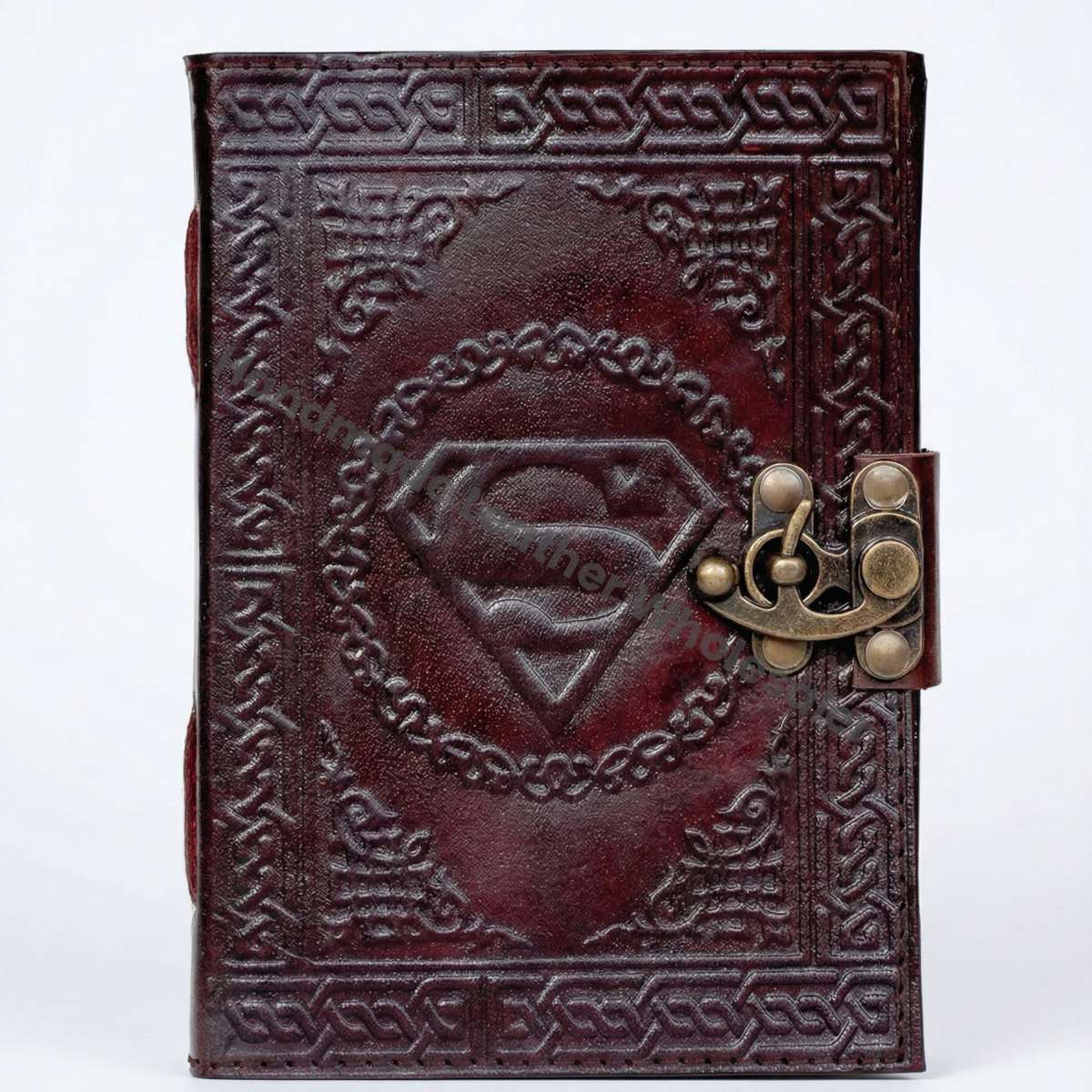 Handmade Superman Sign Embossed Leather Journal Notebook Unlined Paper, Brown Diary Notepad Gift Travel Notebook Journal , Sister Mom Gifts For Her College Gifts , Gratitude Present Unique Gifts, Graduation Gifts , Novelty Gifts , Birthday Gifts
