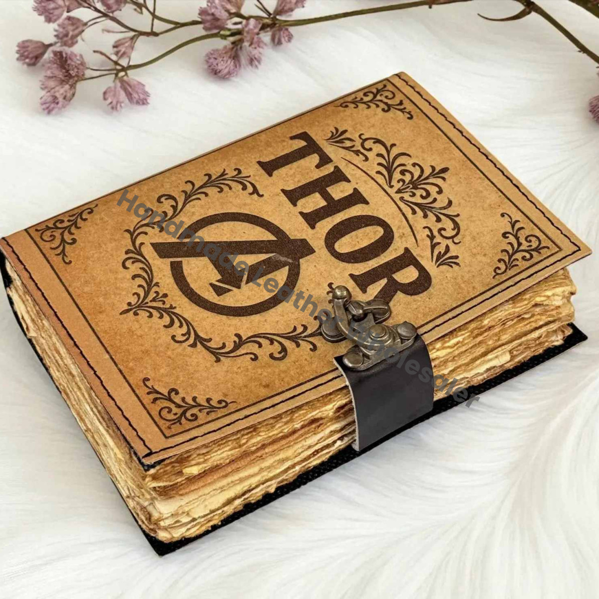 Handmade Thor Leather Journal, Avengers Grimoire, Comic Book