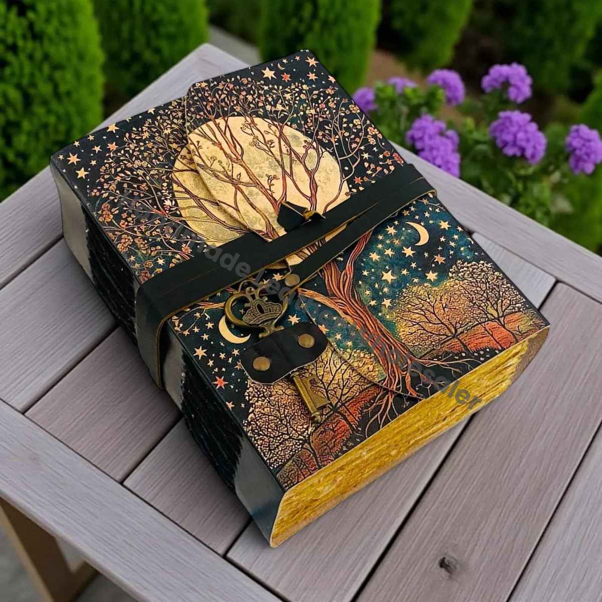 Handmade Tree of Life Journal | 200-400 Page Grimoire Notebook | Moon Phase Leather Diary | Vintage Spell Book | Christmas Gift for Her