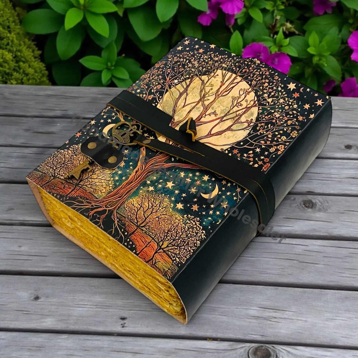Handmade Tree of Life Journal | 200-400 Page Grimoire Notebook | Moon Phase Leather Diary | Vintage Spell Book | Christmas Gift for Her