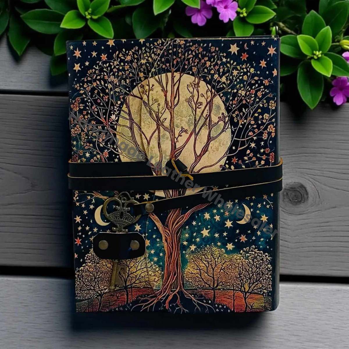 Handmade Tree of Life Journal | 200-400 Page Grimoire Notebook | Moon Phase Leather Diary | Vintage Spell Book | Christmas Gift for Her