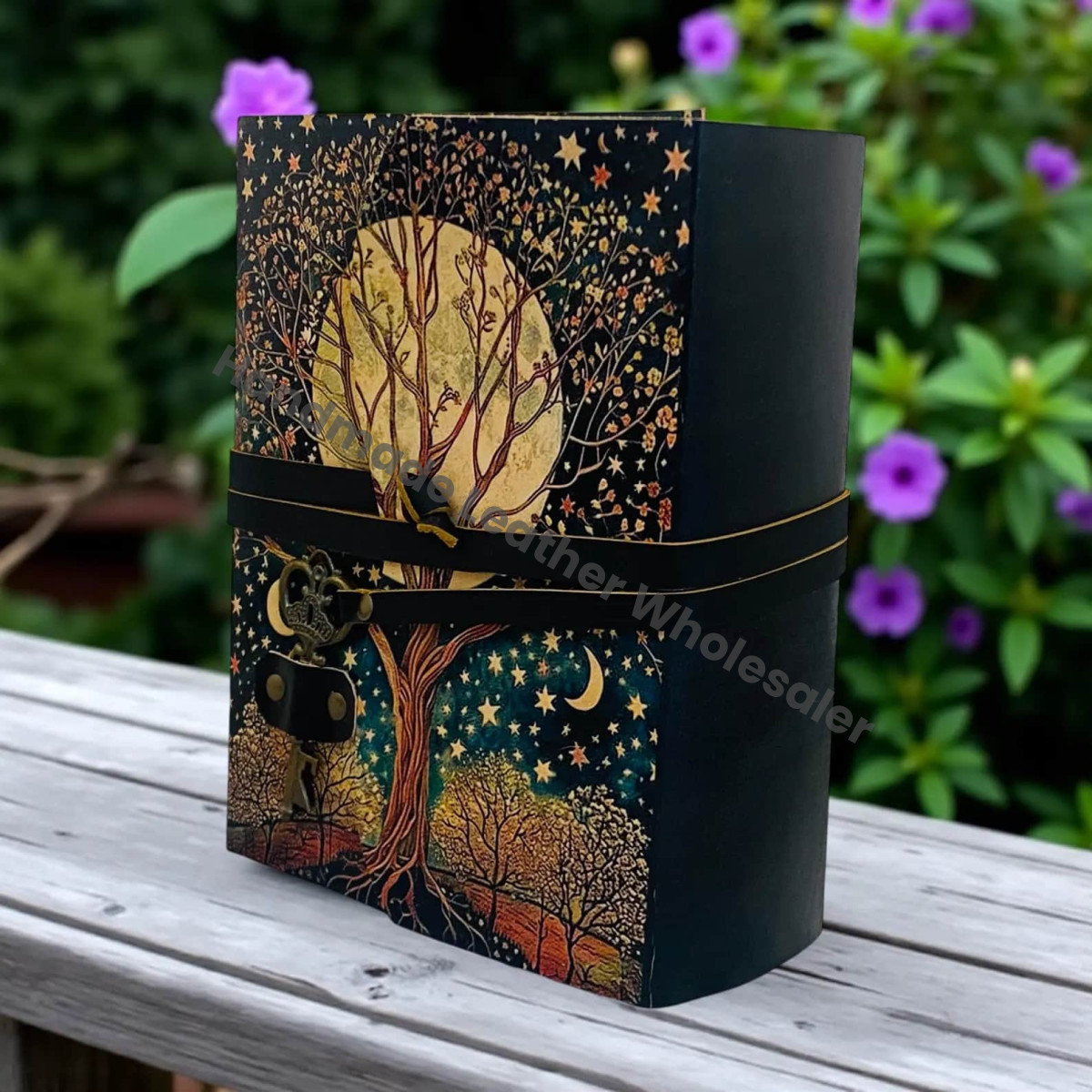 Handmade Tree of Life Journal | 200-400 Page Grimoire Notebook | Moon Phase Leather Diary | Vintage Spell Book | Christmas Gift for Her