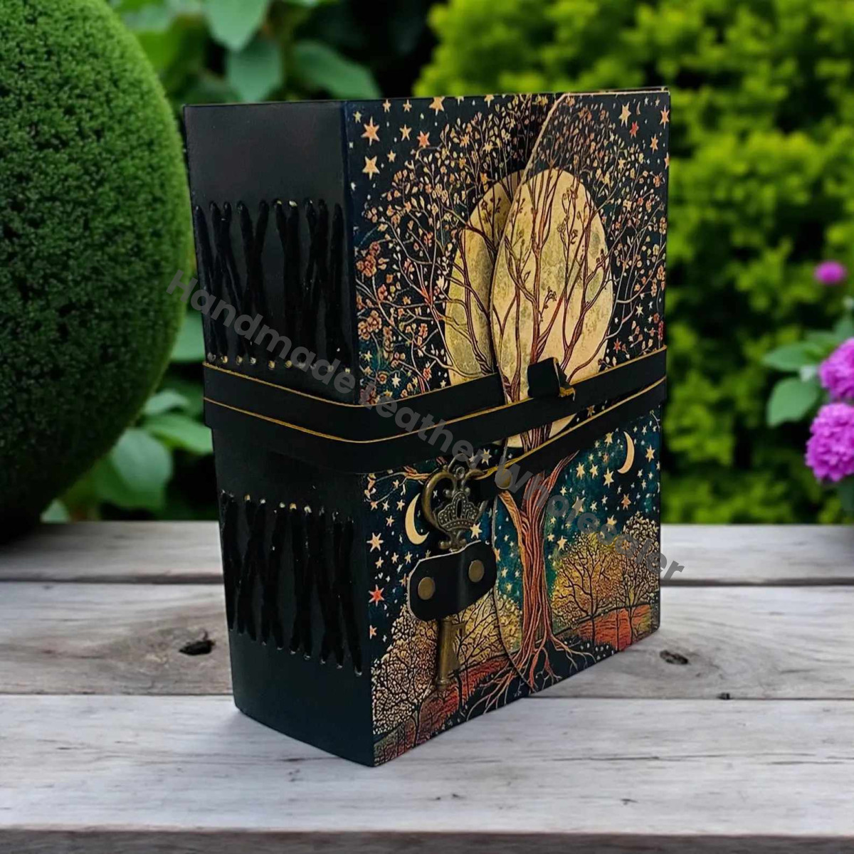 Handmade Tree of Life Journal | 200-400 Page Grimoire Notebook | Moon Phase Leather Diary | Vintage Spell Book | Christmas Gift for Her