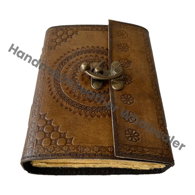 Handmade Vintage Leather Hardcover Journal Charcoal Chakra Antique Regular Embossed Recyclable Paper Sketchbook Planner Gift